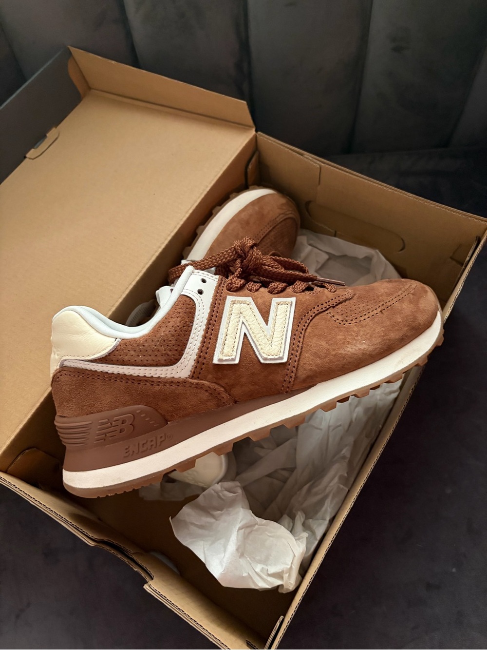 New Balance Brown Beige Suede 574 Women's Sneaker